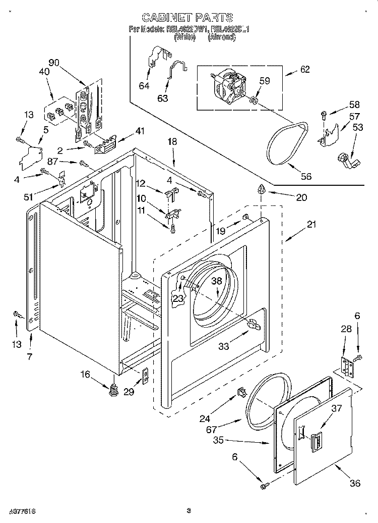 SECTION Diagram and Parts List for REL4622DL1  Roper Dryer