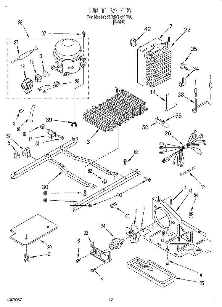UNIT Diagram and Parts List for 3XART721F00  Whirlpool Refrigerator