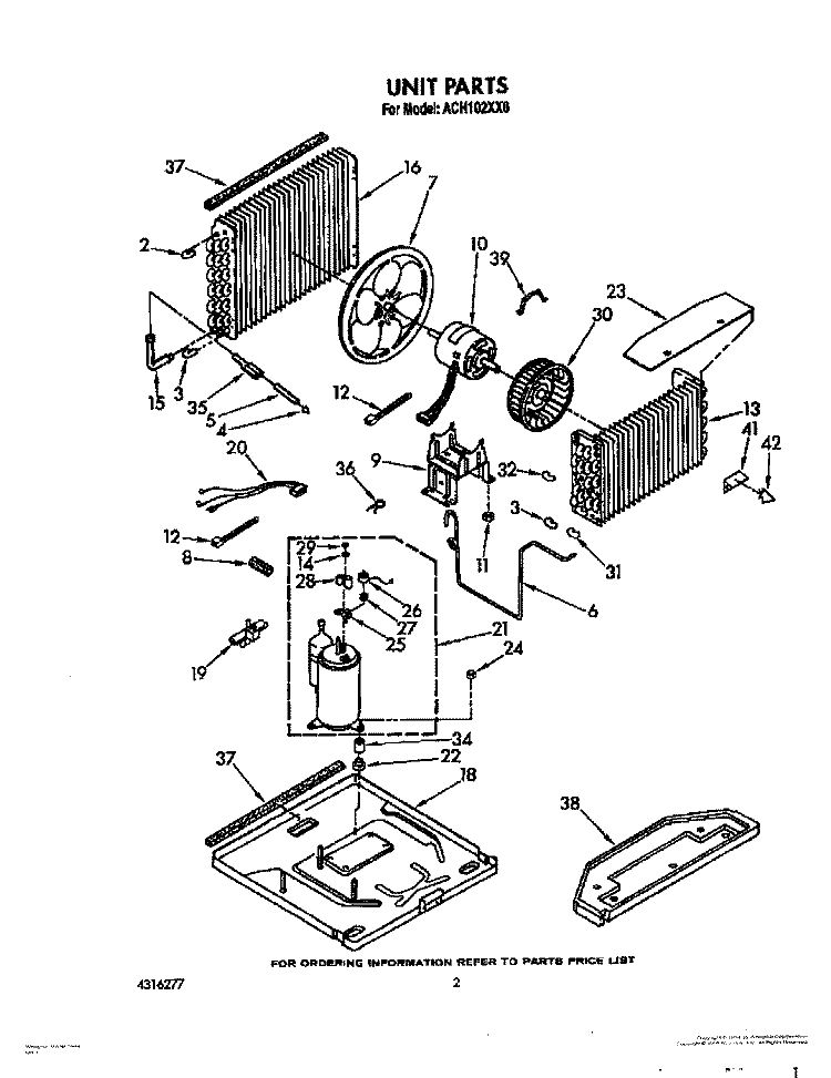 UNIT Diagram and Parts List for ACH102XX0  Whirlpool Air Conditioner