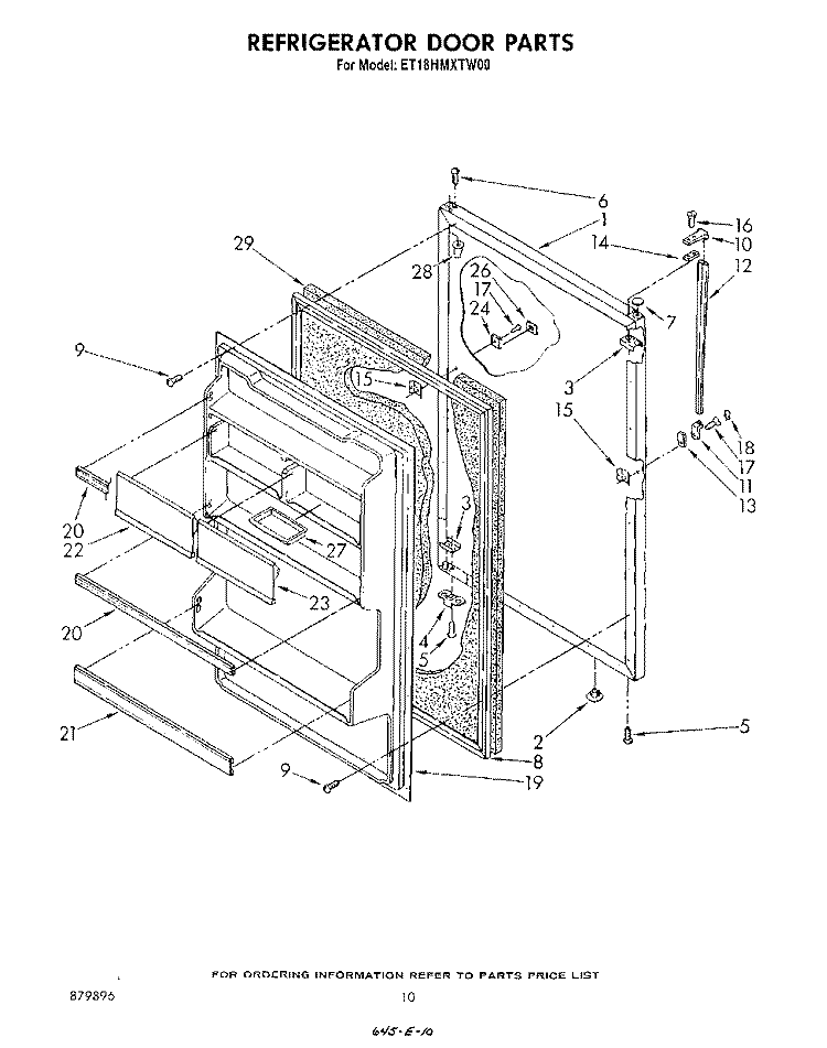 REFRIGERATOR DOOR Diagram and Parts List for ET18HMXTF00  Whirlpool Refrigerator