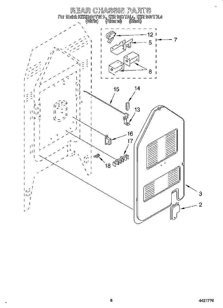 REAR CHASSIS, LIT/OPTIONAL Diagram and Parts List for KERH507YAL4  KitchenAid Range