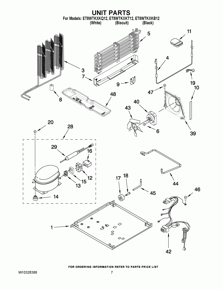 UNIT PARTS Diagram and Parts List for ET8WTKXKB12  Whirlpool Refrigerator