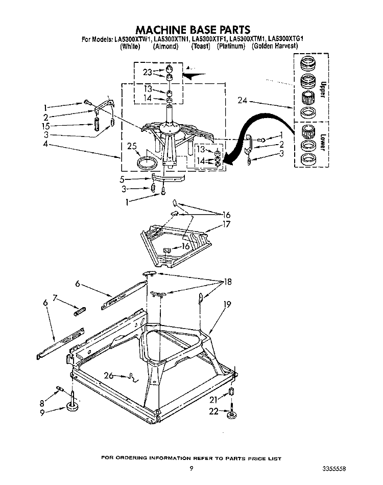 MACHINE BASE Diagram and Parts List for LA5300XTN1  Whirlpool Washer