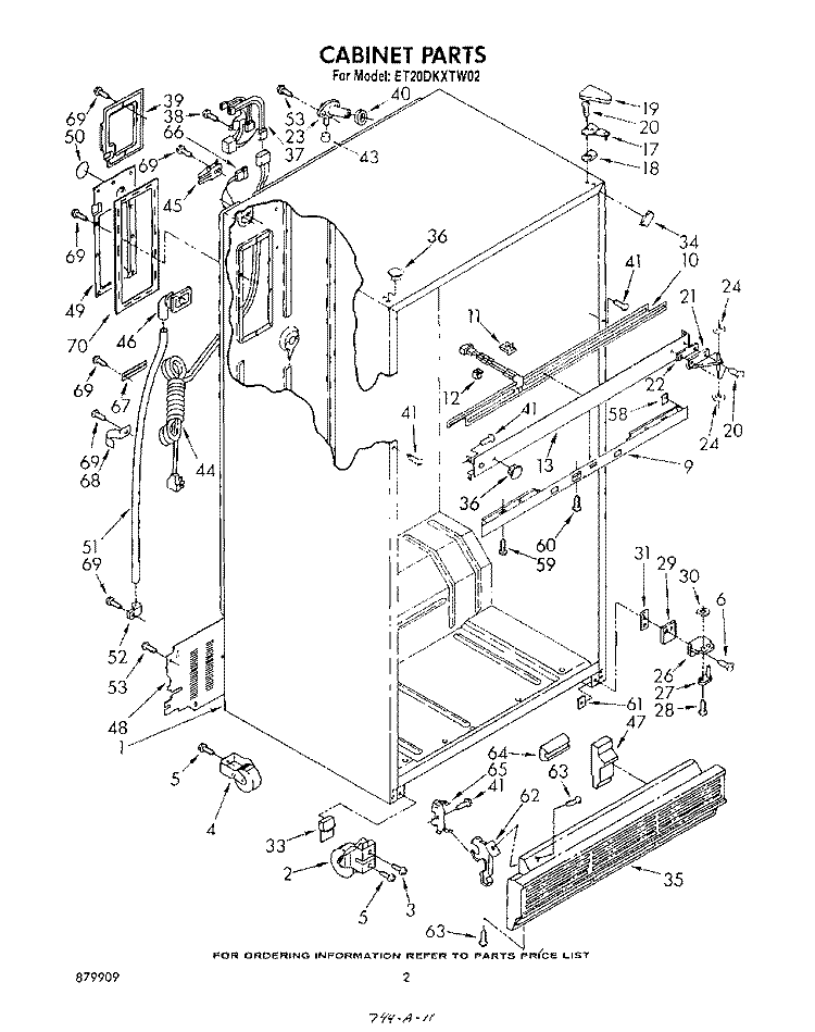 CABINET Diagram and Parts List for ET20DKXTF02  Whirlpool Refrigerator