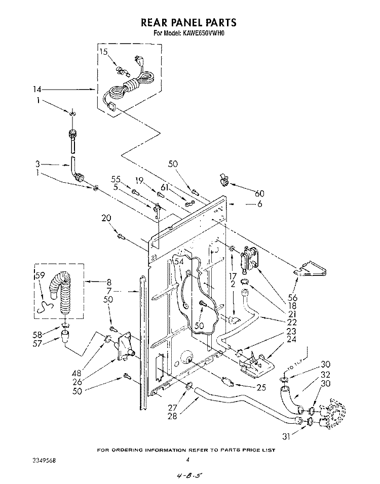REAR PANEL Diagram and Parts List for KAWE650VAL0  KitchenAid Washer