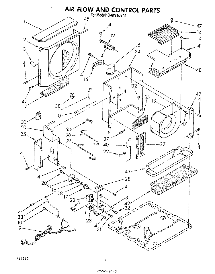 AIR FLOW AND CONTROL , LIT/OPTIONAL Diagram and Parts List for CAW21D2A1  Whirlpool Air Conditioner