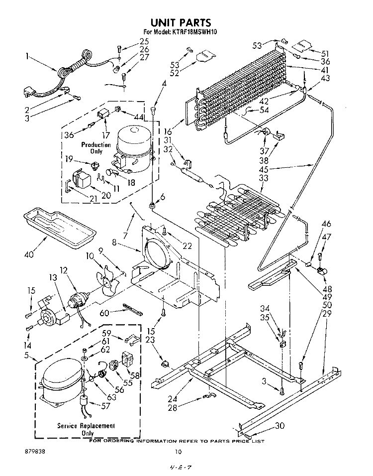 UNIT Diagram and Parts List for KTRF18MSPL10  Whirlpool Refrigerator