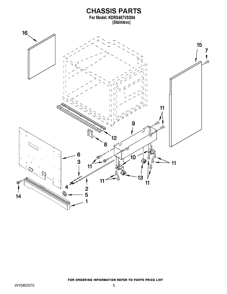 CHASSIS PARTS Diagram and Parts List for KDRS467VSS04  KitchenAid Range