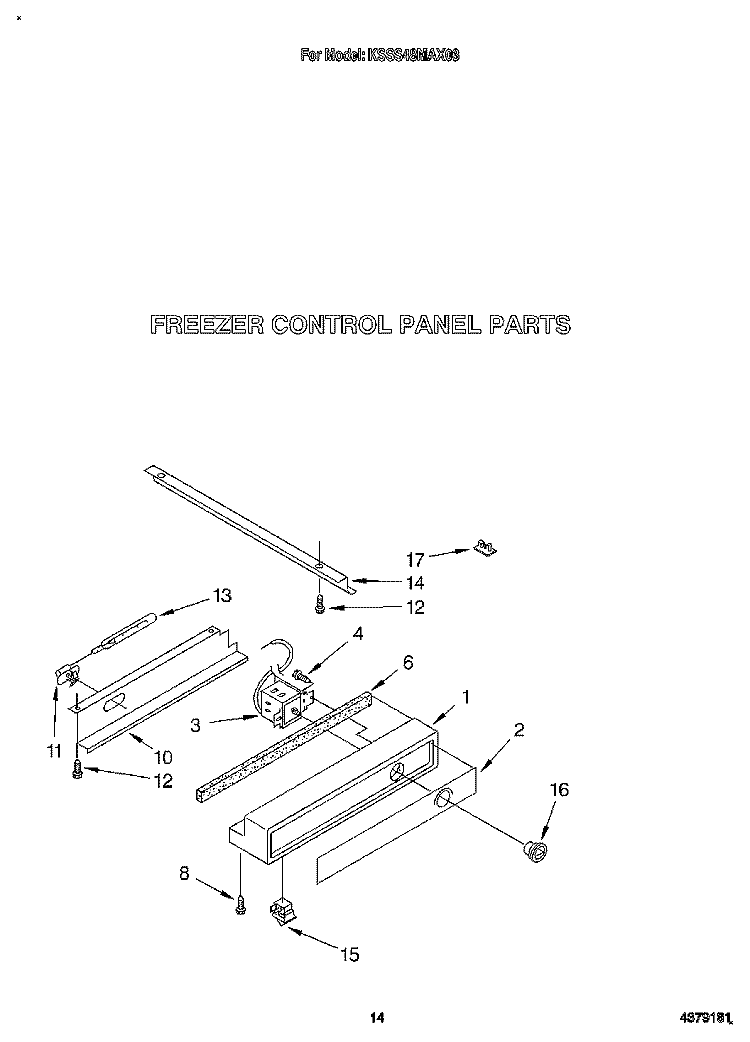 FREEZER CONTROL PANEL Diagram and Parts List for KSSS48MAX03  KitchenAid Refrigerator
