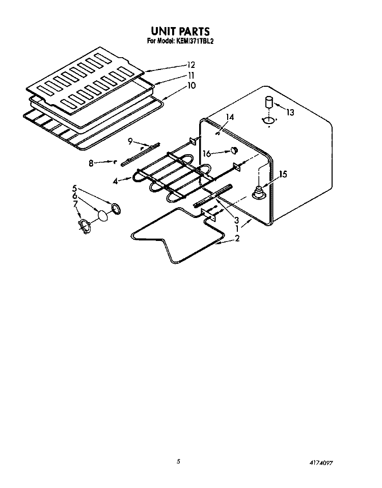 UNIT Diagram and Parts List for KEMI371TBL2  KitchenAid Microwave Oven Combo