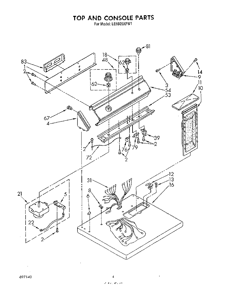 SECTION Diagram and Parts List for LE6605XPW1  Whirlpool Dryer