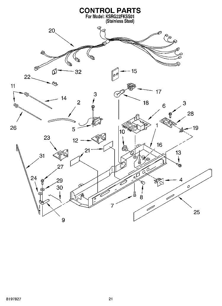 CONTROL, OPTIONAL Diagram and Parts List for KSRG22FKSS01  KitchenAid Refrigerator