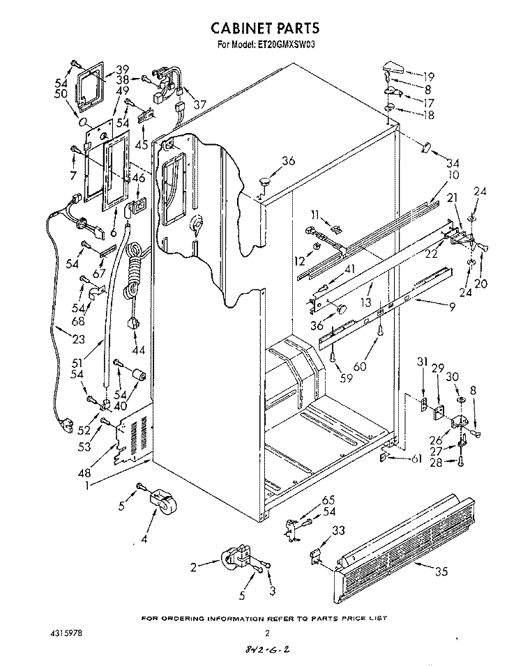 CABINET Diagram and Parts List for ET20GMXSW03  Whirlpool Refrigerator