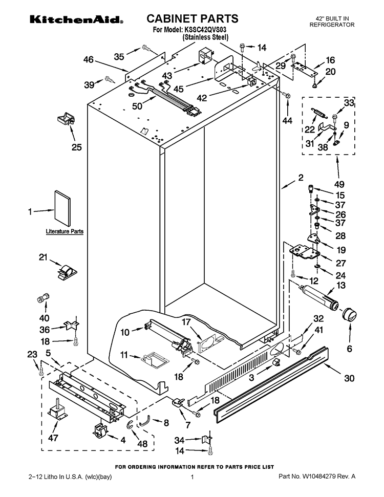 CABINET PARTS Diagram and Parts List for KSSC42QVS03  KitchenAid Refrigerator