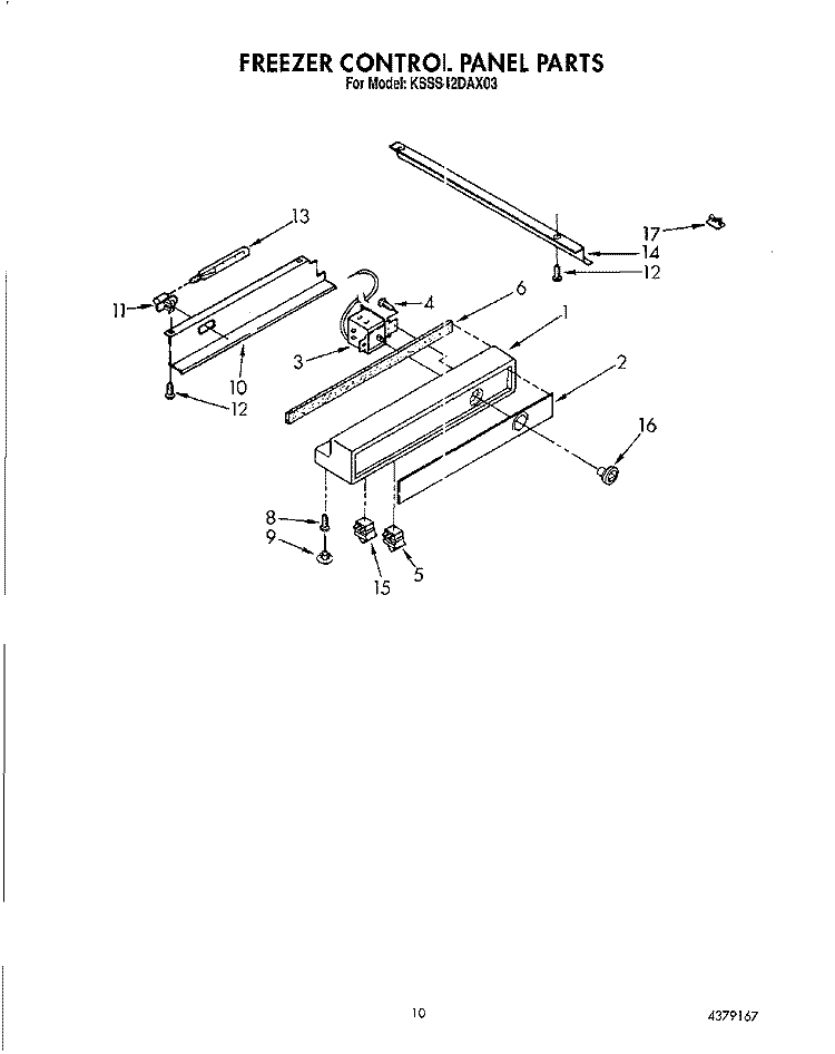 FREEZER CONTROL PANEL Diagram and Parts List for KSSS42DAX03  KitchenAid Refrigerator