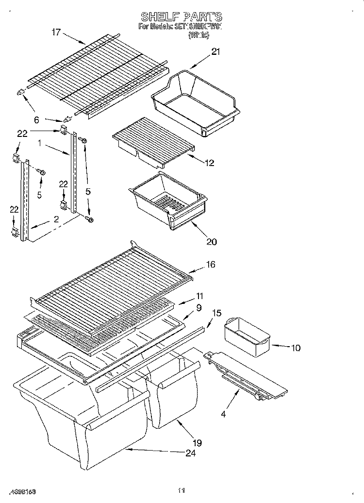 SHELF, LIT/OPTIONAL Diagram and Parts List for 3ET18NMXFW01  Whirlpool Refrigerator