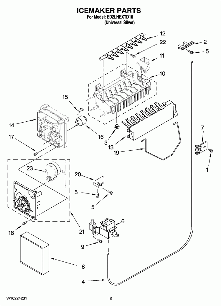 ICEMAKER PARTS, OPTIONAL PARTS (NOT INCLUDED) Diagram and Parts List for ED2LHEXTD10  Whirlpool Refrigerator