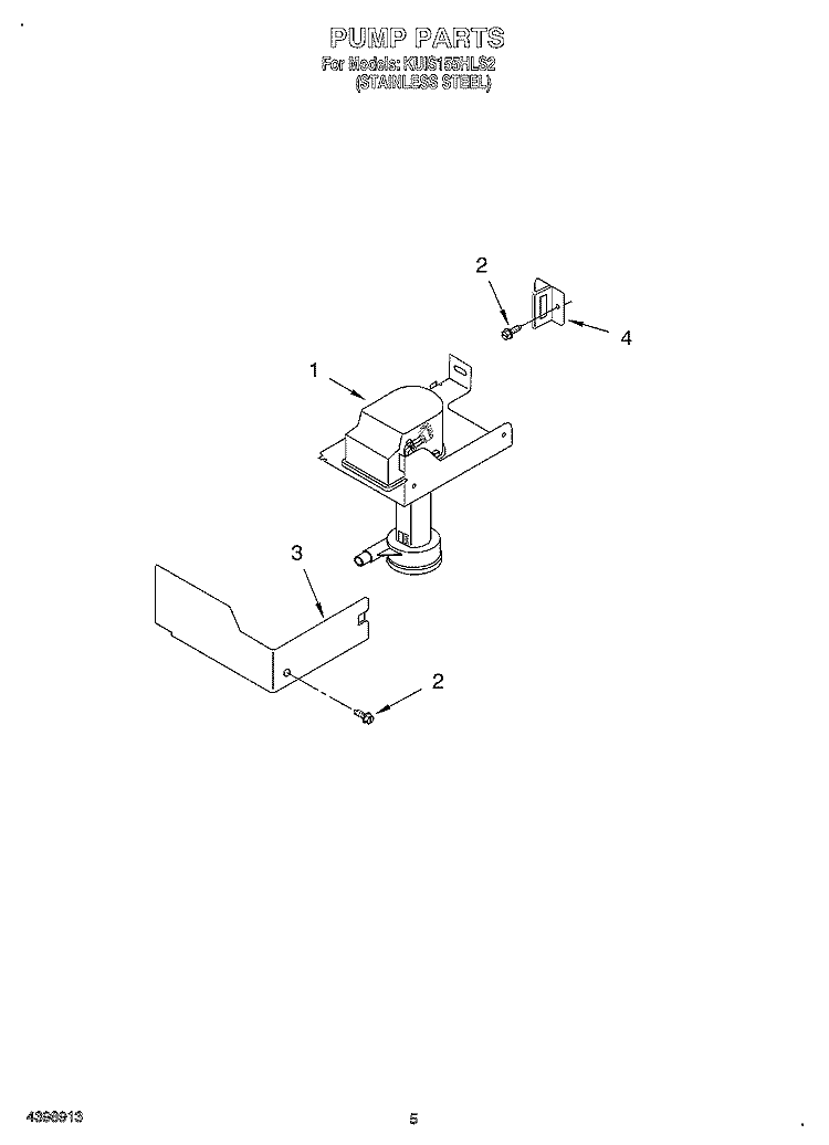 PUMP Diagram and Parts List for KUIS155HLS2  KitchenAid Ice Maker