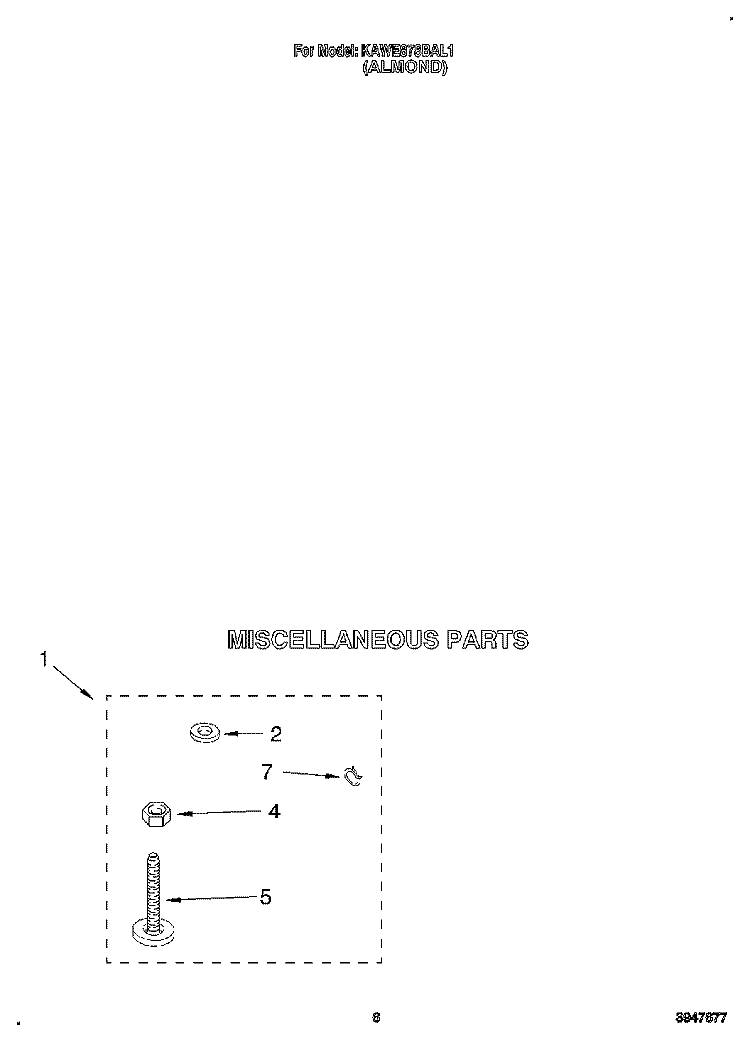 MISCELLANEOUS Diagram and Parts List for KAWE878BAL1  KitchenAid Washer