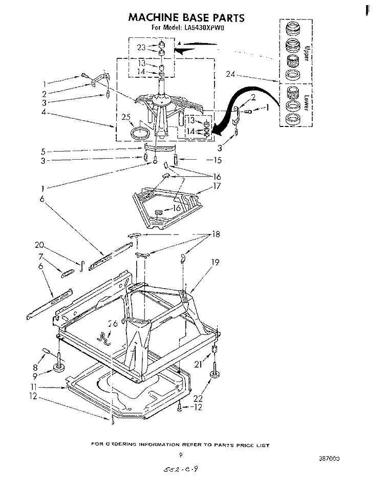 MACHINE BASE Diagram and Parts List for LA5430XPW0  Whirlpool Washer