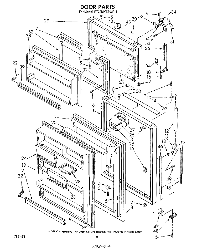 DOOR , NOT ILLUSTRATED AND OPTIONAL Diagram and Parts List for ET20MKXPWR1  Whirlpool Refrigerator