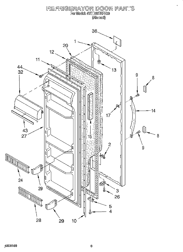 REFRIGERATOR DOOR Diagram and Parts List for 4YED20TKFN00  Whirlpool Refrigerator