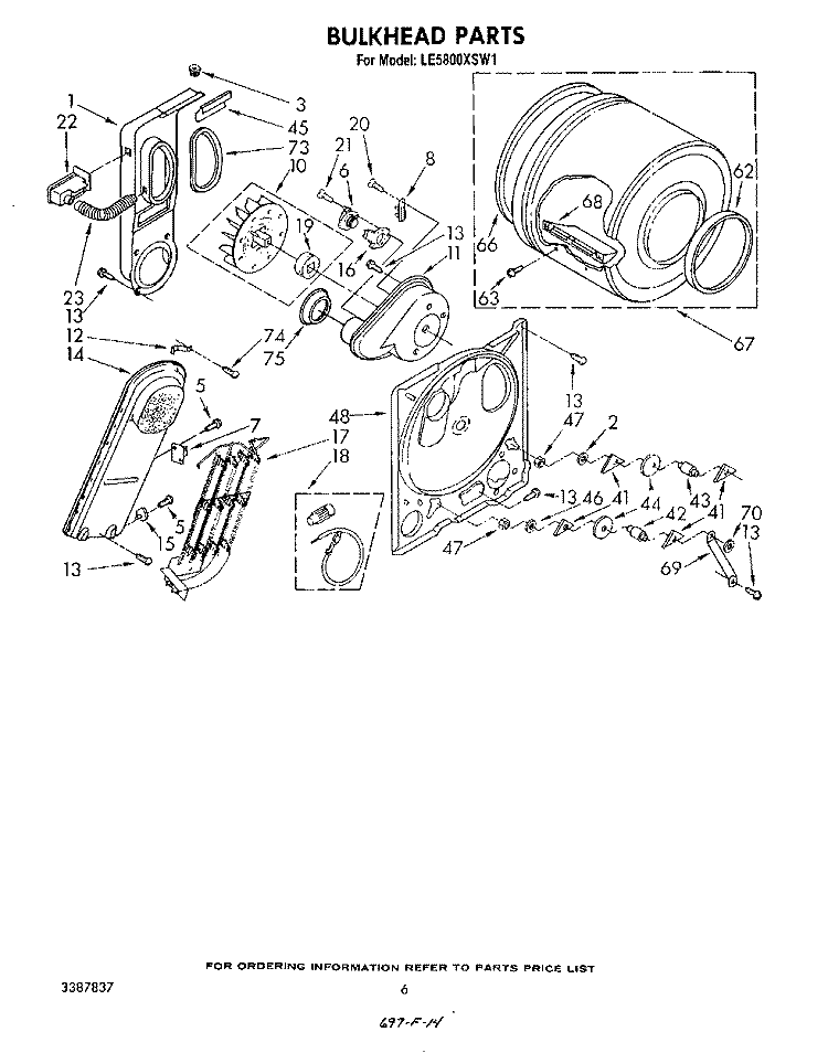 SECTION Diagram and Parts List for LE5800XSW1  Whirlpool Dryer
