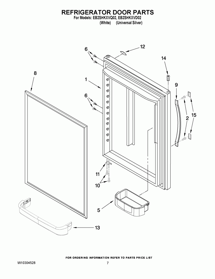 REFRIGERATOR DOOR PARTS Diagram and Parts List for EB2SHKXVD02  Whirlpool Refrigerator