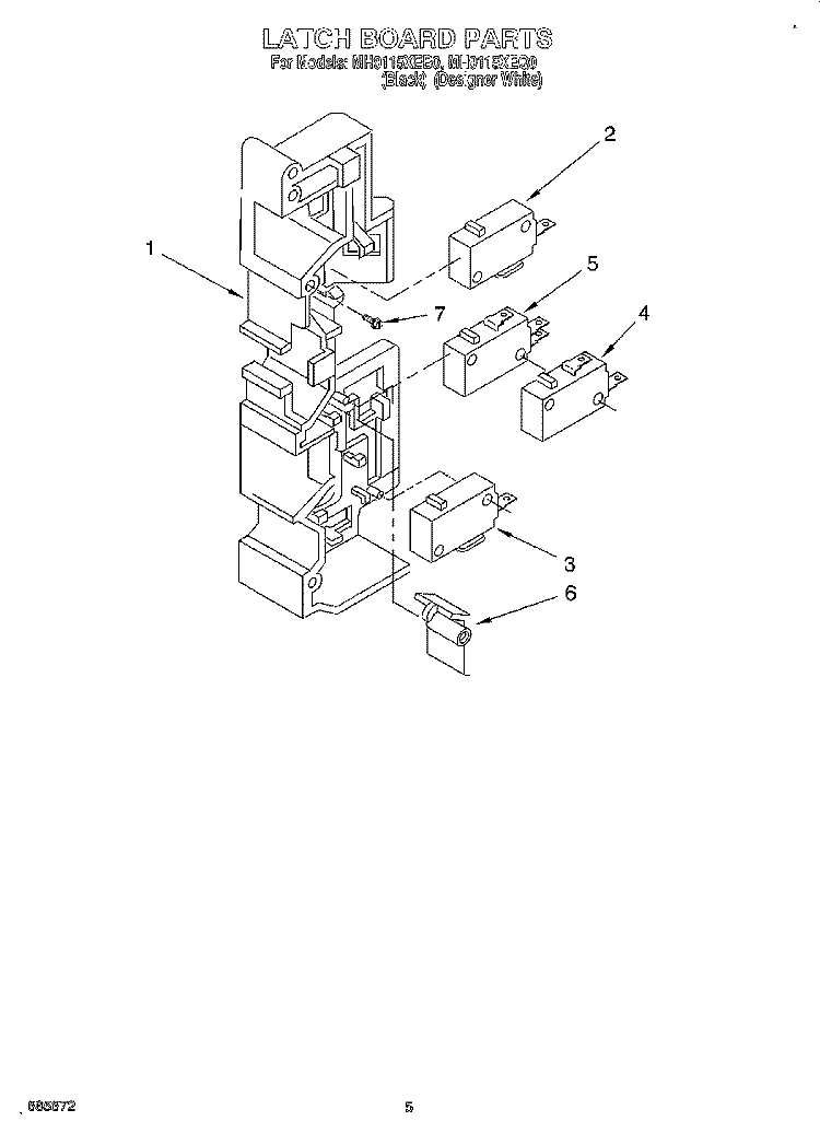 LATCH BOARD, LITERATURE Diagram and Parts List for MH9115XEQ0  Whirlpool Microwave