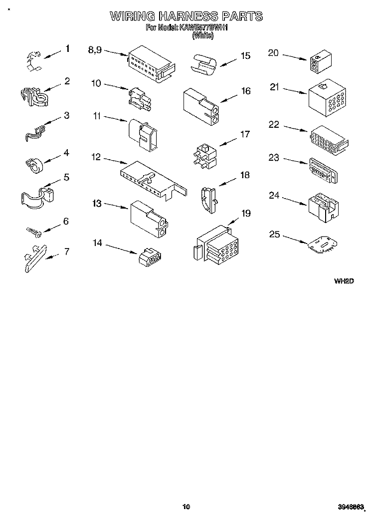WIRING HARNESS Diagram and Parts List for KAWE577BWH1  KitchenAid Washer