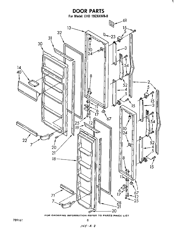 DOOR , LIT/OPTIONAL Diagram and Parts List for EHD192XKWR0  Whirlpool Refrigerator
