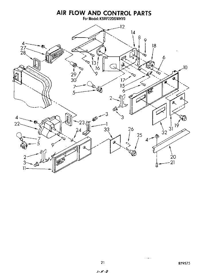 AIR FLOW AND CONTROL , LITERATURE Diagram and Parts List for KSRF22DSWHY0  KitchenAid Refrigerator