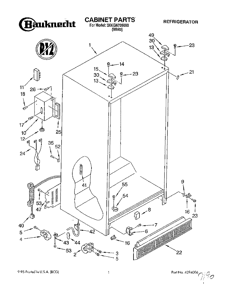 CABINET Diagram and Parts List for 3XKGN705000  Whirlpool Refrigerator