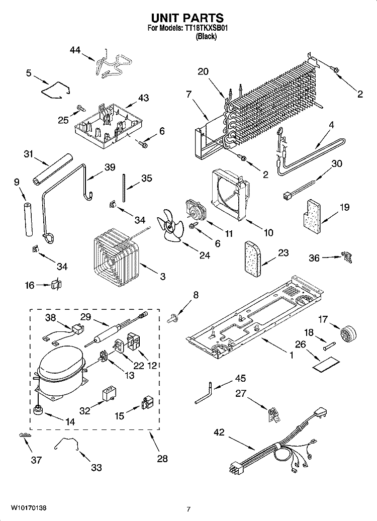 UNIT PARTS Diagram and Parts List for TT18TKXSB01  Estate Refrigerator
