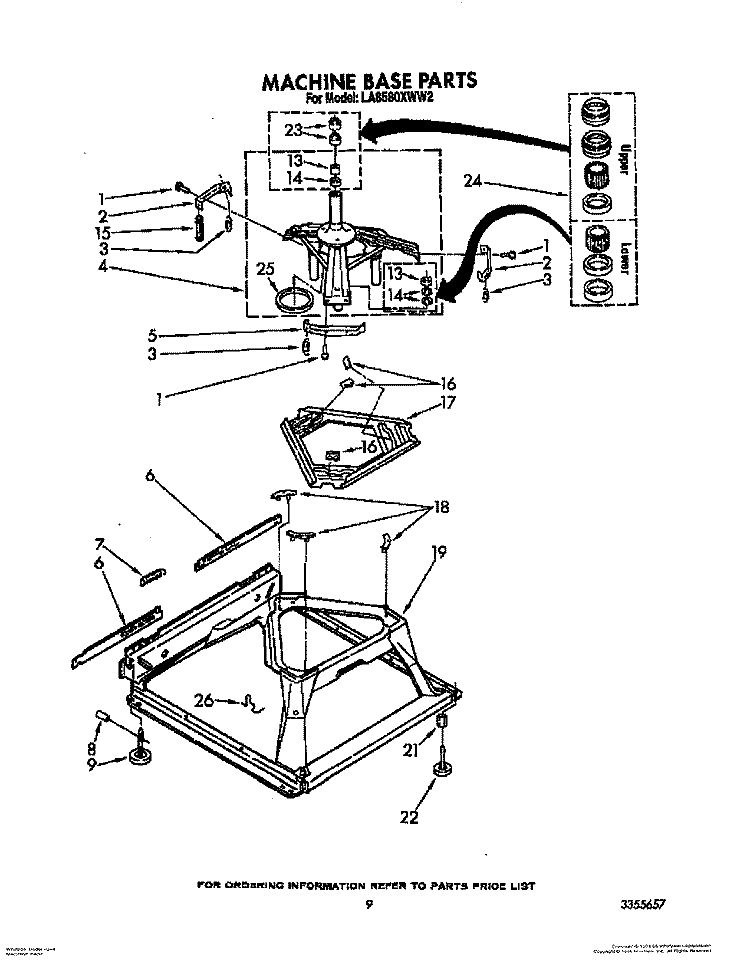MACHINE BASE Diagram and Parts List for LA8580XWF2  Whirlpool Washer