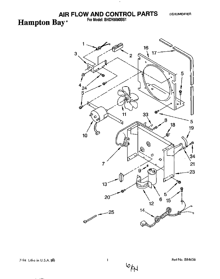 SECTION Diagram and Parts List for BHDH5000BS1  Whirlpool Dehumidifier
