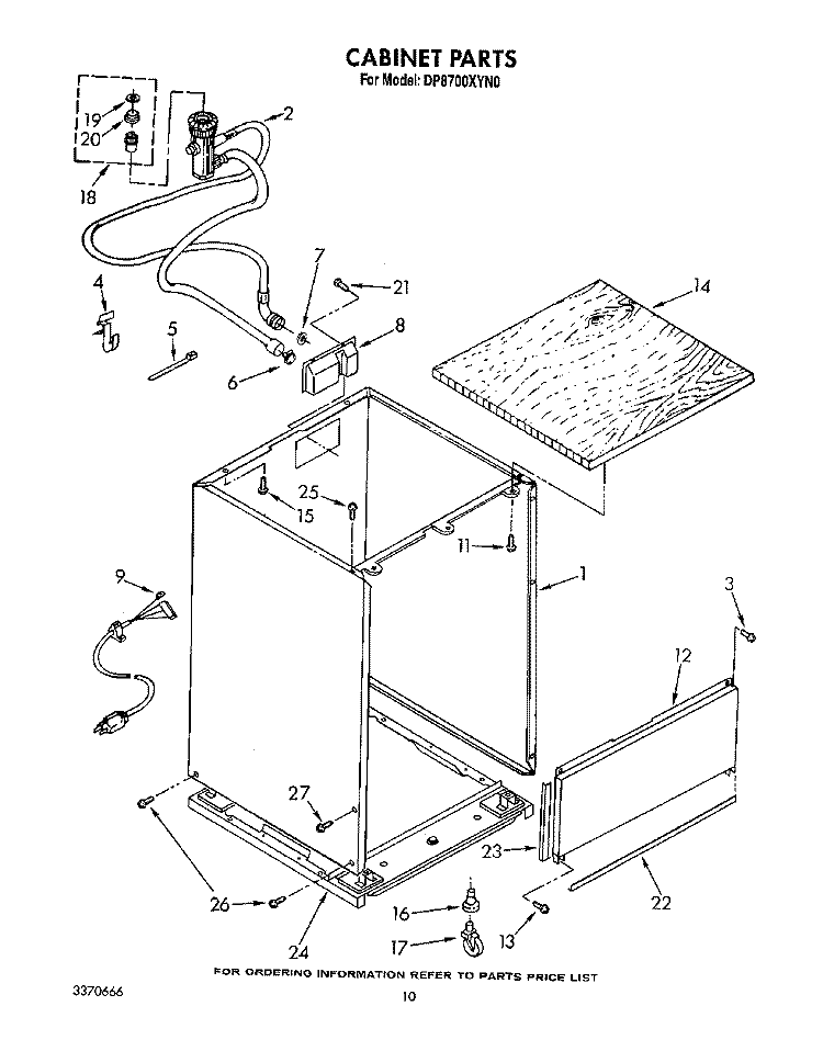 CABINET, OPTIONAL Diagram and Parts List for DP8700XYN0  Whirlpool Dishwasher