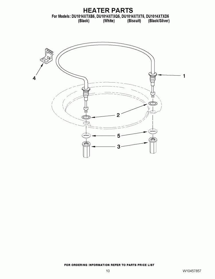 HEATER PARTS Diagram and Parts List for DU1014XTXD5  Whirlpool Dishwasher