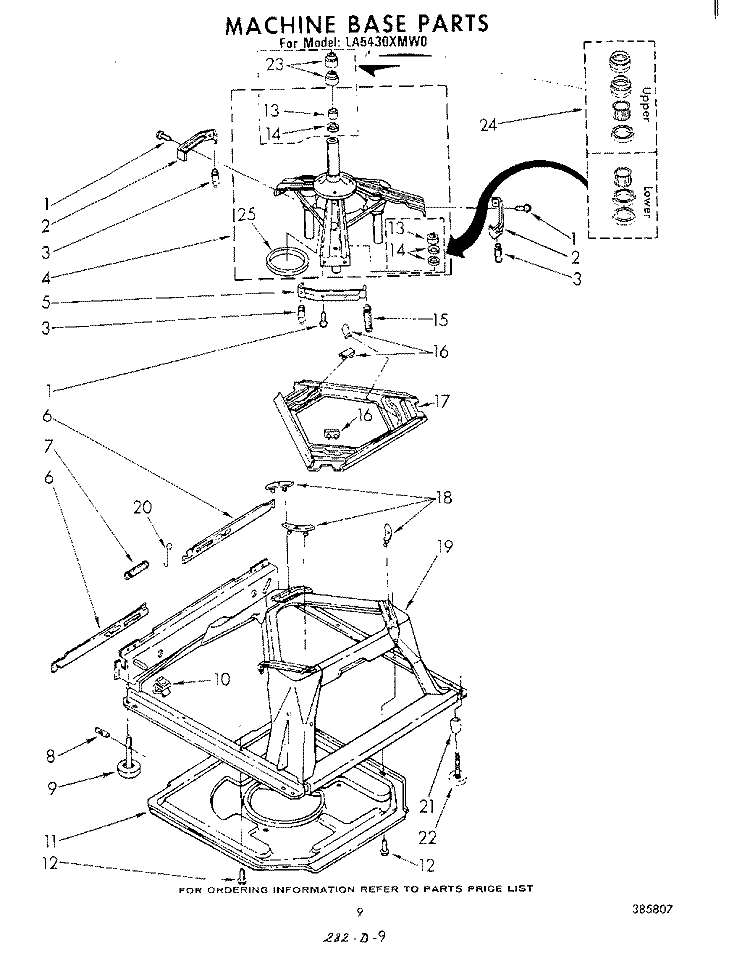 MACHINE BASE Diagram and Parts List for LA5430XMW0  Whirlpool Washer