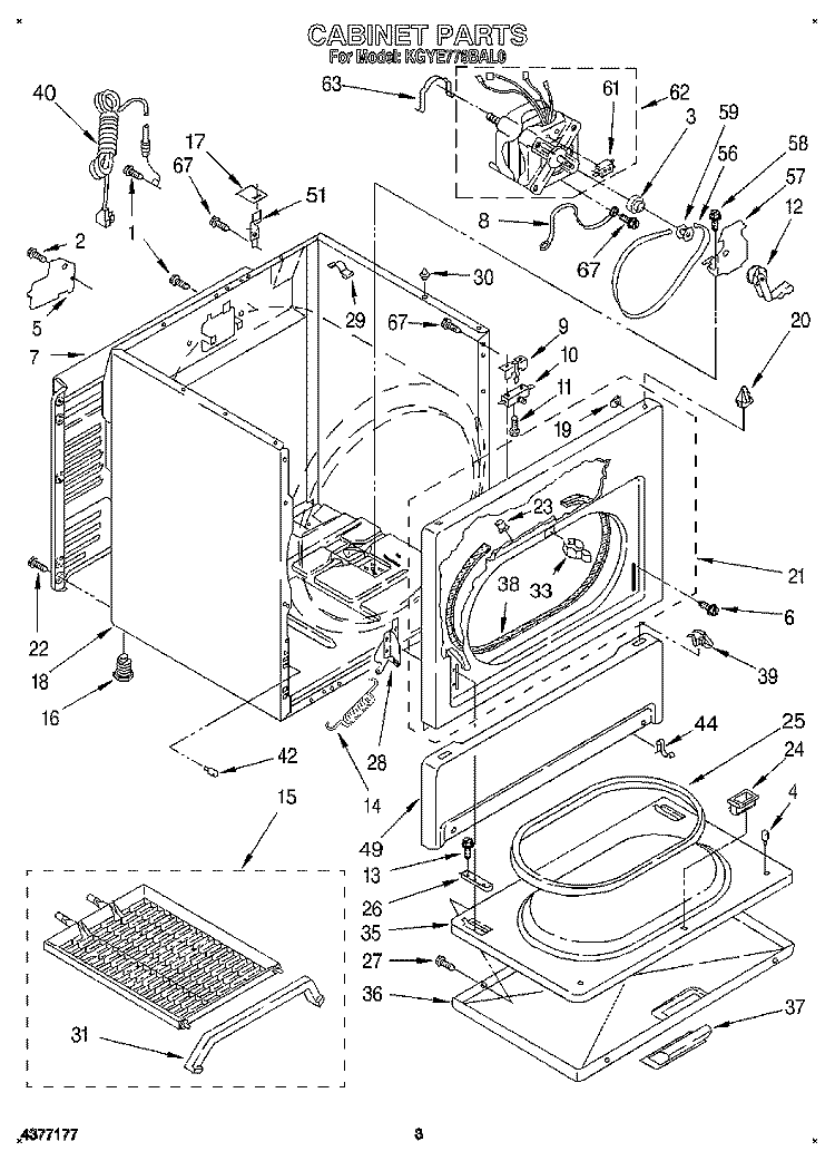 CABINET Diagram and Parts List for KGYE778BAL0  KitchenAid Dryer