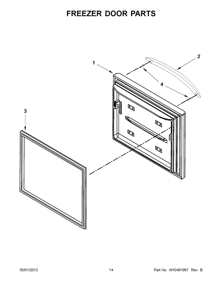 FREEZER DOOR PARTS Diagram and Parts List for KBFS22EWMS5  KitchenAid Refrigerator