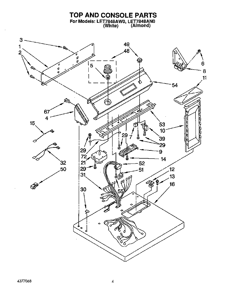 SECTION Diagram and Parts List for LET7848AW0  Whirlpool Dryer