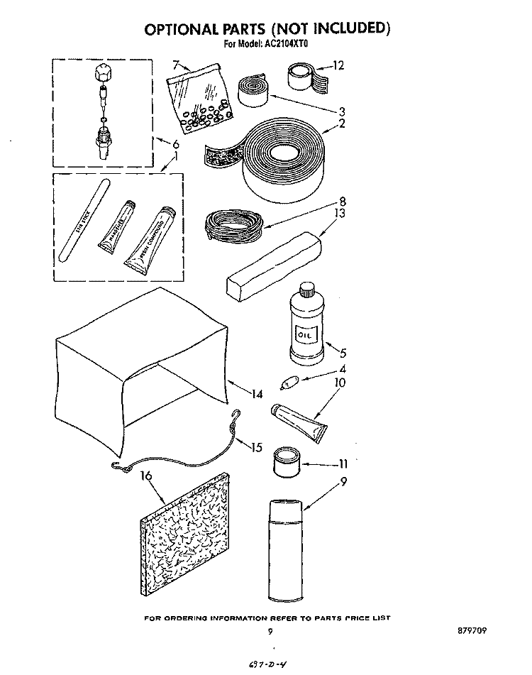 LIT/OPTIONAL Diagram and Parts List for AC2104XT0  Whirlpool Air Conditioner