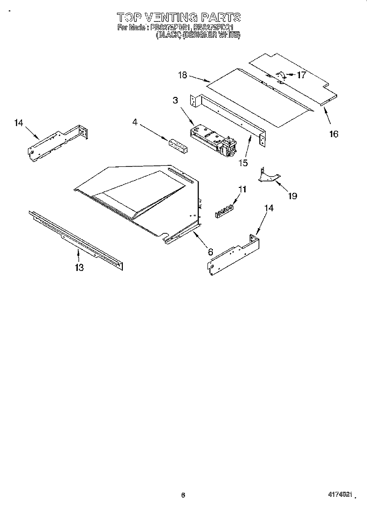 TOP VENTING, OPTIONAL Diagram and Parts List for RBS275PDQ1  Whirlpool Wall Oven
