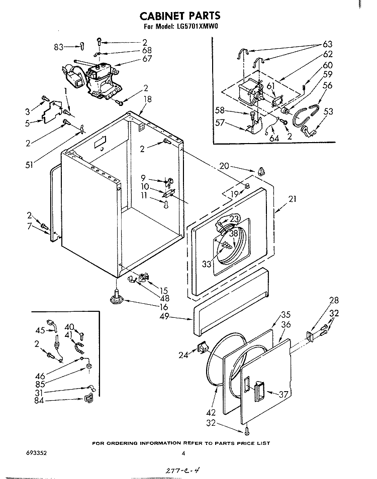 CABINET Diagram and Parts List for LG5701XMW0  Whirlpool Dryer