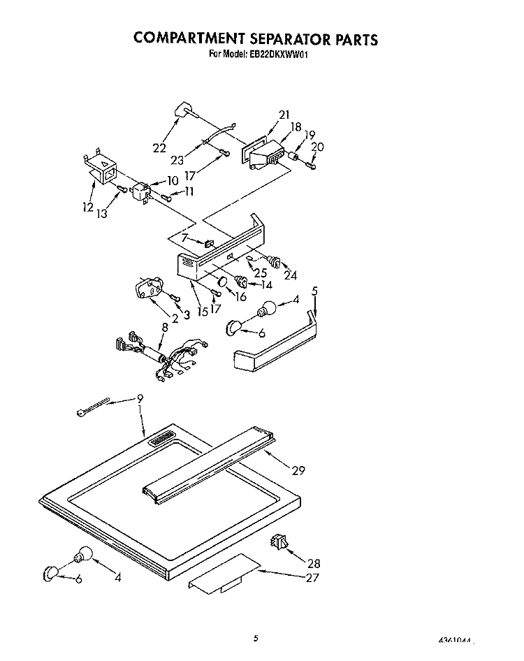 COMPARTMENT SEPARATOR Diagram and Parts List for EB22DKXWW01  Whirlpool Refrigerator