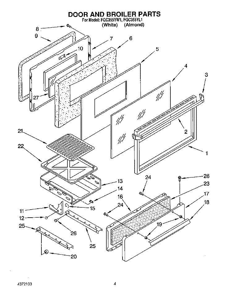 SECTION Diagram and Parts List for FGC355YL1  Whirlpool Range