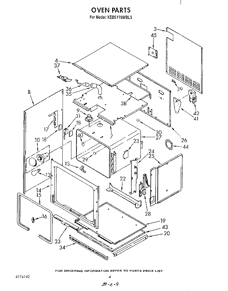 OVEN Diagram and Parts List for KEBS176WBL3  KitchenAid Wall Oven