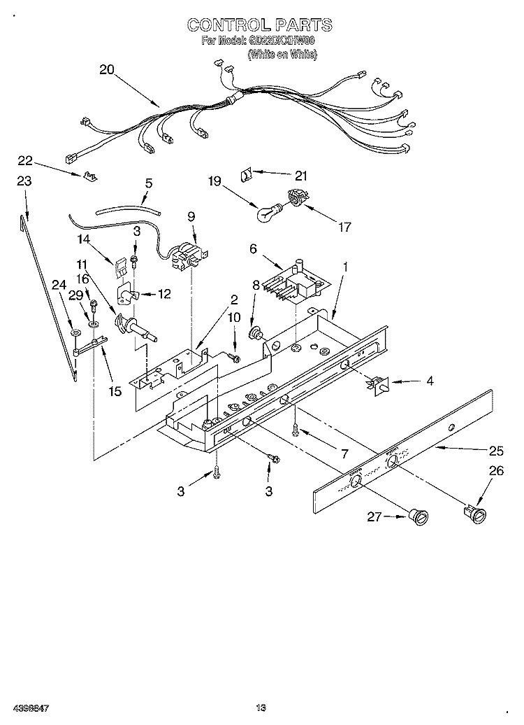 CONTROL, OPTIONAL Diagram and Parts List for GD22DKXHW00  Whirlpool Refrigerator