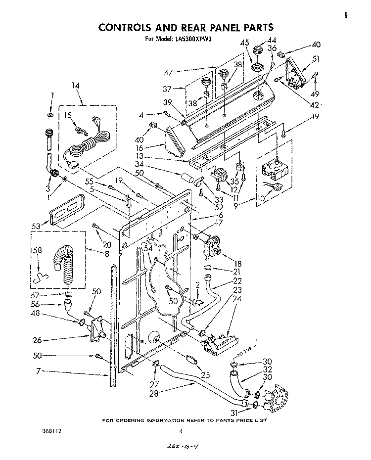 CONTROLS AND REAR PANELS Diagram and Parts List for LA5300XPW3  Whirlpool Washer